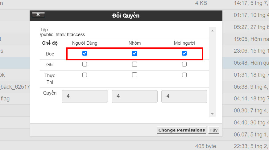 Bảo mật Website WordPress hiệu quả bằng các phương pháp tốt nhất 72 Chọn quyền cho htaccess