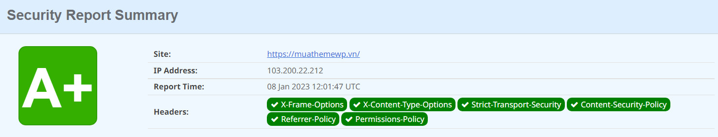 Bảo mật Website WordPress hiệu quả bằng các phương pháp tốt nhất 77 Đã thêm tiêu đề bảo mật đầy đủ