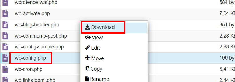 Bảo mật Website WordPress hiệu quả bằng các phương pháp tốt nhất 60 Tải file wp-config về