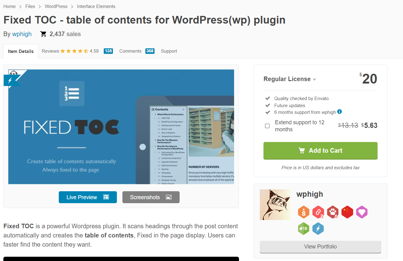 Giới thiệu Fixed TOC: Plugin tạo mục lục đẹp mắt 2 Tai Plugin Fixed Toc